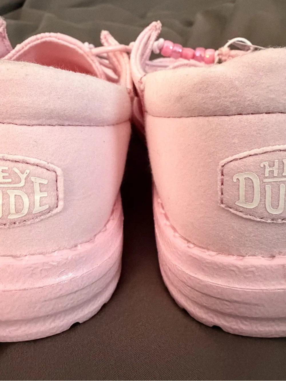 NWT Hey Dude Kids Pink Slip-On Sneakers with Bead Detail Size J3